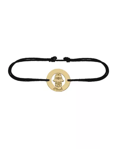 Bracelet Rond Main de Fatma en Or Personnalisable Cordon