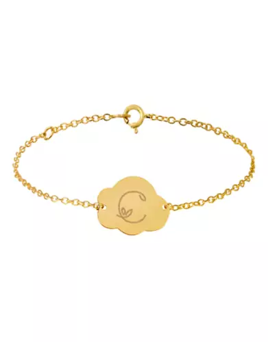 Bracelet Nuage Enfant Lettre grav&eacute;e Style Floral