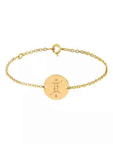 Bracelet Rond Femme Signe Zodiaque Stylis&eacute; en Or Personnalisable