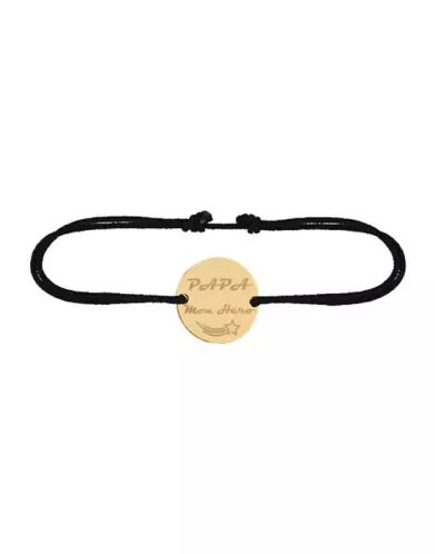 Bracelet Rond Cordon Papa Mon Hero en Or &agrave; Personnaliser