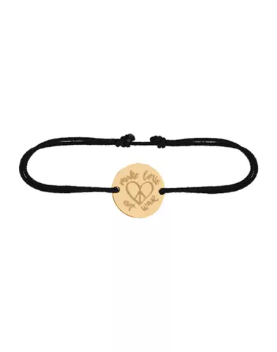 Bracelet Rond Cordon Make Love Not War en Or &agrave; Personnaliser