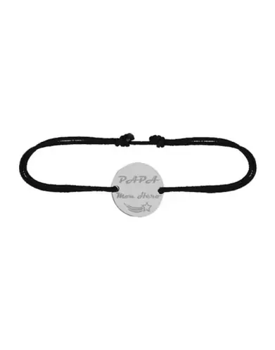 Bracelet Rond Cordon Papa Mon Hero en Or &agrave; Personnaliser