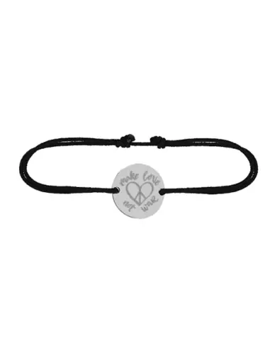 Bracelet Rond Cordon Make Love Not War en Or &agrave; Personnaliser