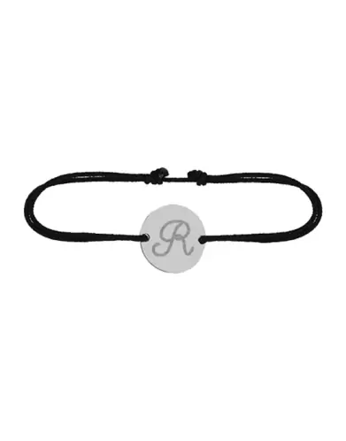 Bracelet Rond Cordon Lettre Grav&eacute;e Style Calligraphie en Or Personnalisable