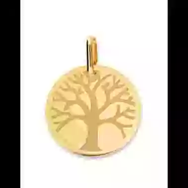 M&eacute;daille Ronde Arbre de Vie Grav&eacute;e en Or image cachée