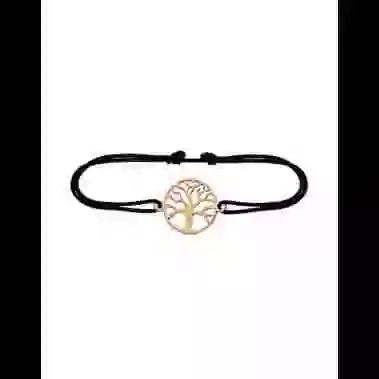Bracelet Arbre de Vie Ajour&eacute; en Or et Cordon image cachée