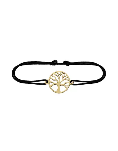 Bracelet Arbre de Vie Ajour&eacute; en Or et Cordon