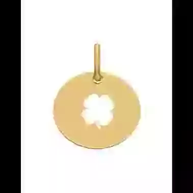 M&eacute;daille Ronde Ajour&eacute;e Tr&egrave;fle en Or Personnalisable Taille S image cachée