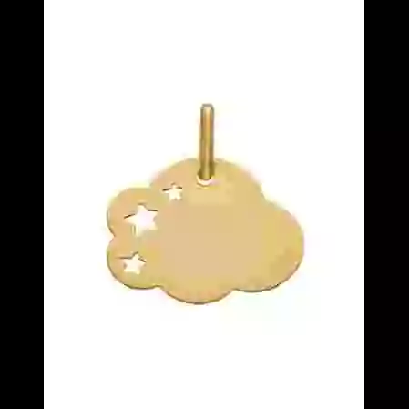 M&eacute;daille Nuage Ajour&eacute;e &Eacute;toiles en Or Personnalisable Taille M image cachée