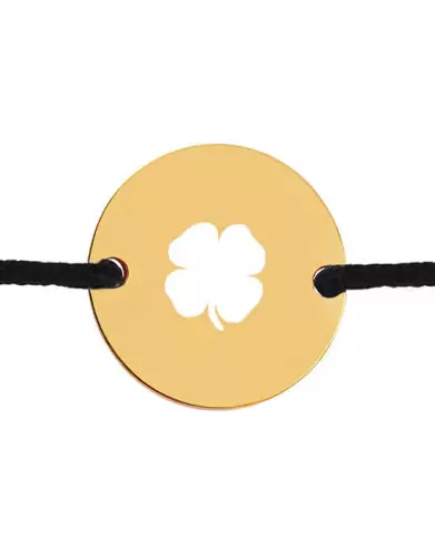 Bracelet Rond Ajour&eacute; Tr&egrave;fle Personnalisable sur Cordon