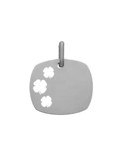 M&eacute;daille Carr&eacute;e Ajour&eacute;e Tr&egrave;fles en Or &agrave; Personnaliser Taille M