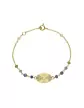 Bracelet C&oelig;ur Soleill&eacute; en Or Jaune 18K avec Pierres Bleues et Vertes
