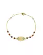 Bracelet C&oelig;ur Soleill&eacute; en Or Jaune 18K avec Pierres Roses et Violettes
