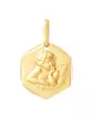 M&eacute;daille Hexagonale Ange Penseur en Or Personnalisable