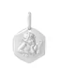 M&eacute;daille Hexagonale Ange Penseur en Or Personnalisable