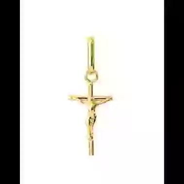 Croix B&acirc;ton Christ en Or image cachée