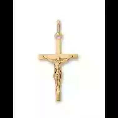 Croix Latine Christ en Or image cachée