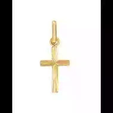 Croix Latine Soleill&eacute;e en Or image cachée