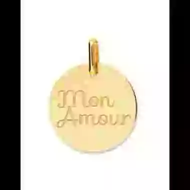 M&eacute;daille Amour en Or Personnalisable image cachée