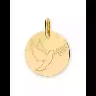 M&eacute;daille Ronde Colombe et Olivier en Or Personnalisable image cachée