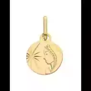 M&eacute;daille Ronde Vierge Soleill&eacute;e en Or Personnalisable image cachée