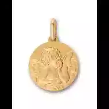 M&eacute;daille Ronde Ange Rapha&euml;l en Or Personnalisable image cachée
