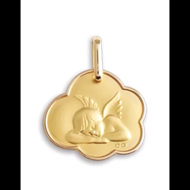 M&eacute;daille Nuage Ange qui Dort en Or Personnalisable image cachée