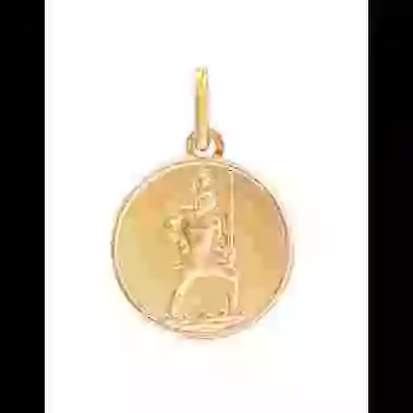 M&eacute;daille Ronde Saint Christophe en Or Personnalisable image cachée