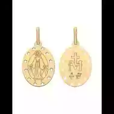 M&eacute;daille Vierge Miraculeuse Ajour&eacute;e &Eacute;toiles en Or image cachée