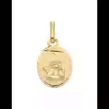M&eacute;daille Ange Penseur Soleill&eacute;e en Or Personnalisable image cachée