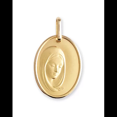 M&eacute;daille de Bapt&ecirc;me Vierge en Or Personnalisable image cachée