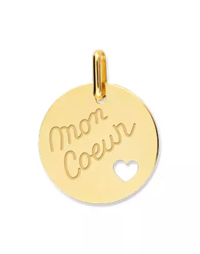 M&eacute;daille Ajour&eacute;e C&oelig;ur Mon Coeur en Or Personnalisable