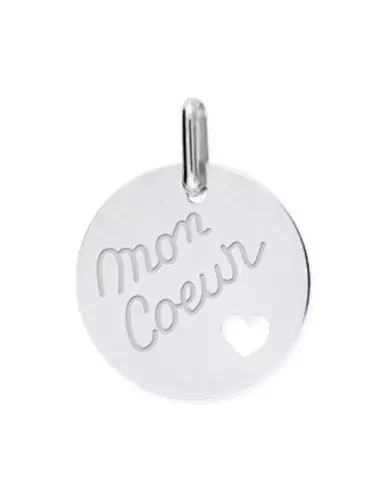 M&eacute;daille Ajour&eacute;e C&oelig;ur Mon Coeur en Or Personnalisable