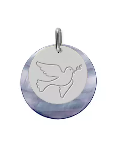M&eacute;daille Colombe en Or et Nacre