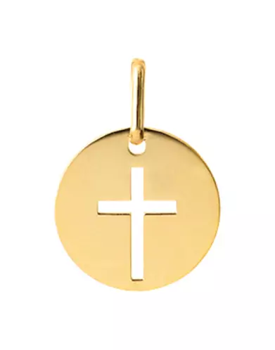 M&eacute;daille Ronde Croix Ajour&eacute;e en Or