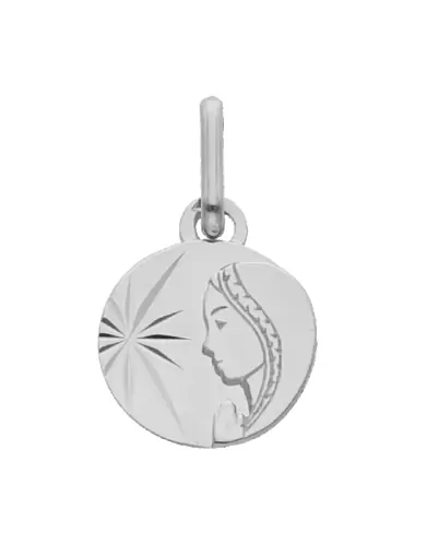 M&eacute;daille Ronde Vierge Soleill&eacute;e en Or Personnalisable