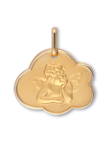 M&eacute;daille Nuage Ange Rapha&euml;l en Or Personnalisable