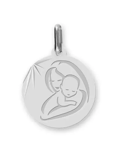 M&eacute;daille Vierge &agrave; l&rsquo;Enfant Soleill&eacute;e en Or Personnalisable