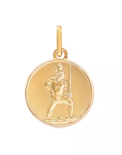 M&eacute;daille Ronde Saint Christophe en Or Personnalisable