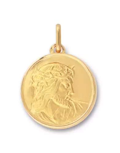 M&eacute;daille Christ &agrave; Couronne en Or Personnalisable