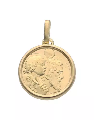 M&eacute;daille Ronde Saint Christophe de Profil en Or