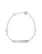 Gourmette Enfant Rectangle avec Cha&icirc;ne For&ccedil;at Fleurs en Or Personnalisable