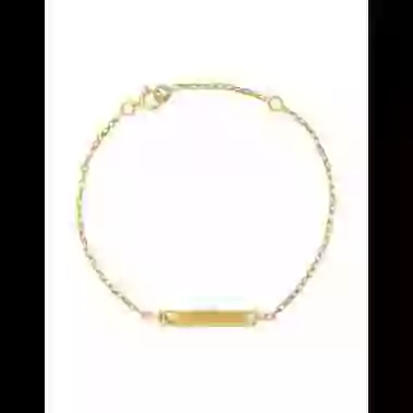 Gourmette B&eacute;b&eacute; Rectangle &Eacute;toil&eacute;e avec Cha&icirc;ne For&ccedil;at en Or Personnalisable image cachée