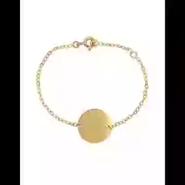 Gourmette Enfant Ronde avec Cha&icirc;ne For&ccedil;at en Or Personnalisable image cachée