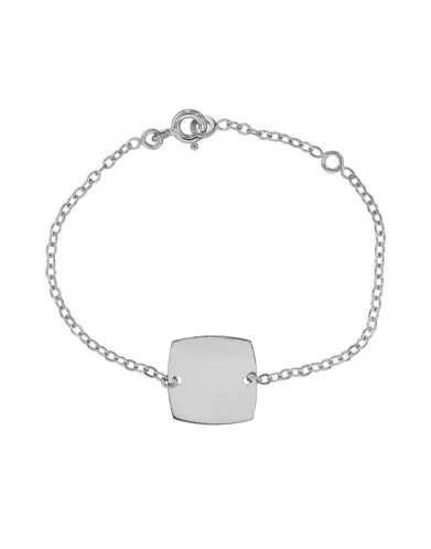 Gourmette Enfant Carr&eacute;e avec Cha&icirc;ne For&ccedil;at en Or Personnalisable