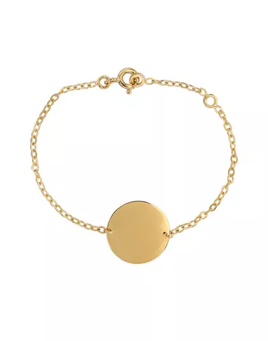 Gourmette Enfant Ronde avec Cha&icirc;ne For&ccedil;at en Or Personnalisable