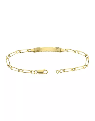 Bracelet Rectangle Soleill&eacute;e Adolescent(e) avec Maille Altern&eacute;e en Or Personnalisable