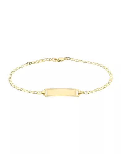 Bracelet Rectangle Grav&eacute; Adolescent(e) avec Maille Marine en Or Personnalisable