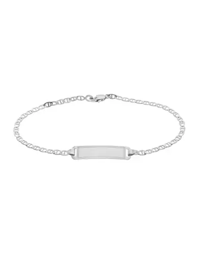 Bracelet Rectangle Grav&eacute; Adolescent(e) avec Maille Marine en Or Personnalisable