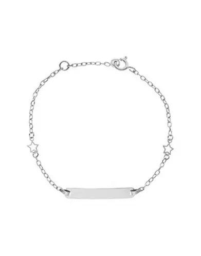 Gourmette Enfant Rectangle avec Cha&icirc;ne For&ccedil;at &Eacute;toiles en Or Personnalisable